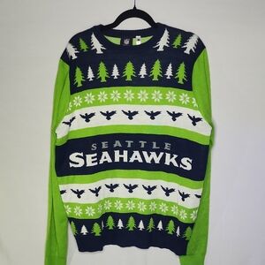 NFL Seattle Seahawks Green and Navy Ugly Sweater
